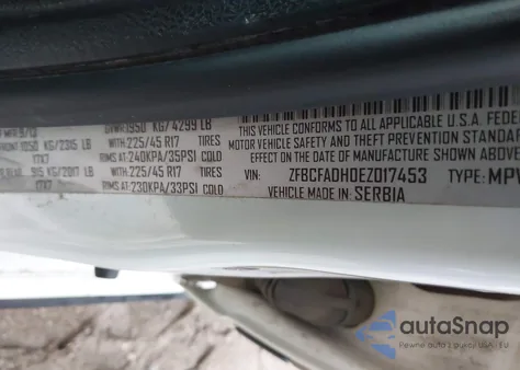 2014 Fiat 500L Trekking из США, поврежденный, VIN ZFBCFADH0EZ017453